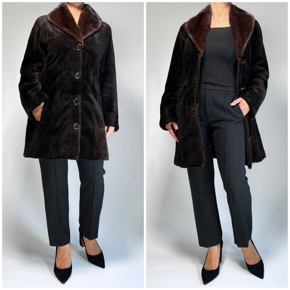 Michael Kors Womans Coat Mink Fut Genuine Brown Coat Size M - Picture 1 of 16